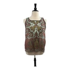 Dream Daily (Anthro Brand) Sheer Floral Paisley Top with Striped Back, Size M